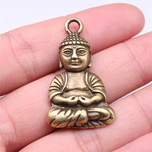 Vintage messing Boeddha hanger voor ketting, 39x23mm spirituele bedel accessoire