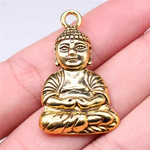 Gedetailleerde gouden Boeddha meditatie hanger voor het maken van sieraden
