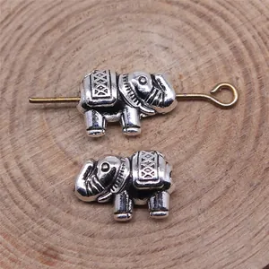 Vintage 12x9mm silver elephant beads for DIY jewelry making and craft accessories