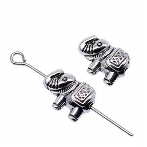 Retro silver-toned elephant beads 12x9mm for handmade DIY jewelry making accessories