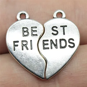 Βίντατζ Κράμα Μενταγιόν Παζλ Καρδιά Best Friends Εξαρτήματα για DIY Κοσμήματα Αντίκ Μεταλλικά Διακοσμητικά για Κολιέ
