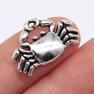 Retro Alloy Crab Animal Pendant Charms For DIY Jewelry Making Antique Bronze Silver Color Findings Necklace Bracelet Accessories