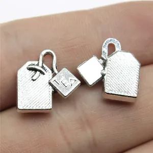 Dijes Colgantes de Bolsa de Té de Aleación de Plata Antigua Vintage para Creación de Joyas DIY Diseño Único para Collar Pulsera