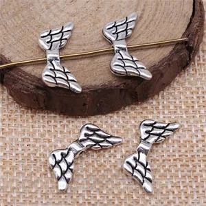 Vintage 19x9mm antique silver wing spacer beads for DIY jewelry making and necklace crafts