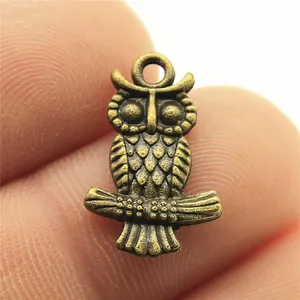 Antique bronze double-sided owl pendant charm 19x12mm for vintage DIY jewelry making
