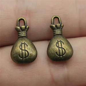 Vintage Bronze Geldbeutel Anhänger für DIY Schmuckherstellung mit Dollarzeichen Design