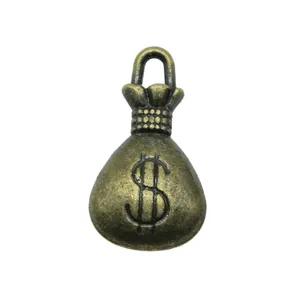 Antiker Bronze-Geldbeutel-Anhänger mit Dollarzeichen für DIY-Schmuckherstellung