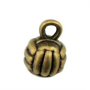 Vintage 10mm 3D volleyball sports charm pendant in antique bronze for DIY jewelry