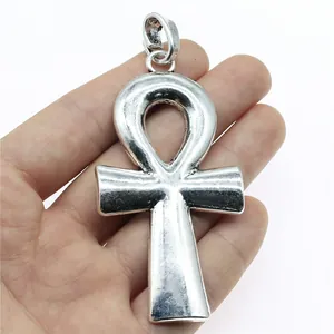 Grand Pendentif Croix Ankh Égyptienne Vintage Charms en Alliage Électroplaqué pour Fabrication de Bijoux DIY Collier
