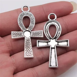 Pendentif Croix Ânkh en Alliage Vintage Avec Motif de Nœud Celtique Or Argent Bronze Antique Clé de la Vie Égyptienne Breloques Bijoux DIY
