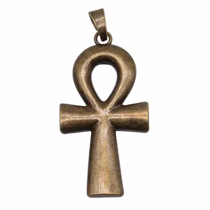 Grand pendentif croix Ankh égyptienne en bronze vintage pour création bijoux DIY