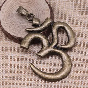 Grande ciondolo con simbolo yoga OM in bronzo antico per accessori gioielli fai da te