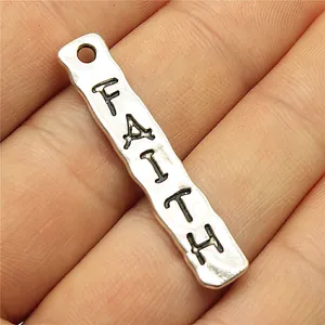 FAITH Buchstabe Balken Anhänger Antiksilber Legierung Rechteckiger Charm Für DIY Schmuckherstellung Halsketten Armbänder Retro Zubehör