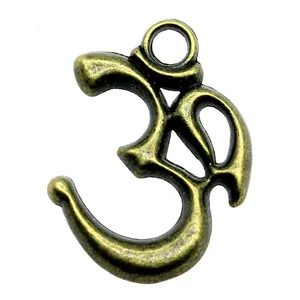 Pendentif symbole Om en alliage finition bronze pour création de bijoux DIY 28x22mm