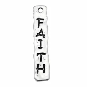 Antik-silberner rechteckiger Anhänger mit FAITH-Gravur für die DIY-Schmuckherstellung