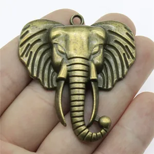 Antique bronze finish elephant head pendant charm in zinc alloy for jewelry making