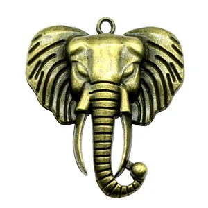 Antique bronze elephant head pendant zinc alloy jewelry accessory for DIY necklace