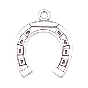 Antique silver horseshoe charm pendant for DIY jewelry making accessories 30x24mm 2.5g
