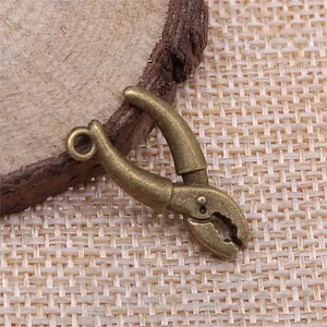 Vintage antique bronze pliers shaped charm pendant for DIY jewelry making 25x12mm