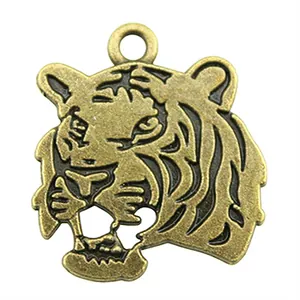 Vintage legering tijgerkop hanger voor het maken van DIY kettingen en unieke sieraden
