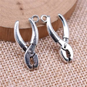 Vintage silver-colored mini pliers charms for DIY jewelry making and handmade crafts