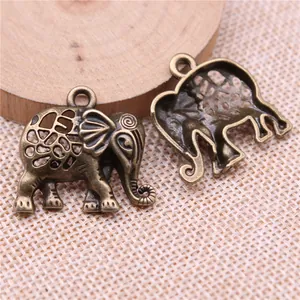 Colgantes de elefante en bronce antiguo para joyería DIY con diseño hueco vintage