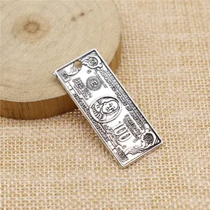 Antique silver US dollar bill pendant charm for vintage DIY jewelry making accessories