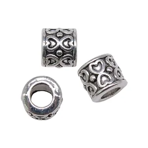 Perline distanziatrici cuore argento 8x8x8mm con fori grandi per gioielli DIY