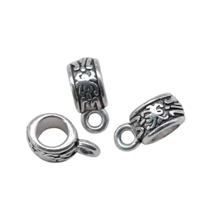 Attaches de bijoux sculptées en alliage argenté vintage pour création DIY, de 11x6x5mm