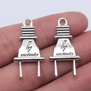 Retro Antique Silver Plug Pendant DIY Jewelry Finding Metal Alloy Lightning Bolt Charm For Necklace Bracelet Accessory