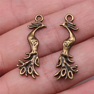 Vintage bronze phoenix bird charms 31x11mm for DIY necklace and earring jewelry making