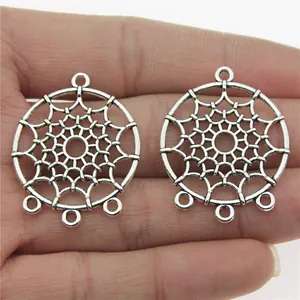 Zinklegering Dromenvanger Connector Voor DIY Sieraden Maken Antiek Zilver Hol Geometrisch Oorbel Onderdeel Hanger Accessoire