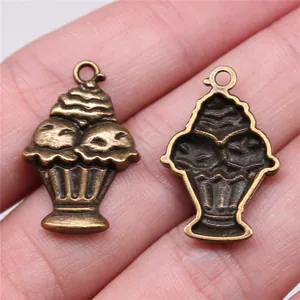 Antique bronze 27x18mm cupcake ice cream shaped metal charms for DIY jewelry crafts