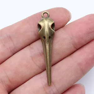 Pendentif Bec de Crâne d'Oiseau Gothique Alliage Bronze Argent Antique Breloques Tête de Squelette pour Fabrication de Bijoux DIY