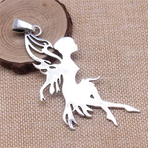 Pendentif Danseuse Fée en Alliage Argent Antique Ailes Charme Esprit Accessoire Bijoux DIY pour Collier Porte-clés