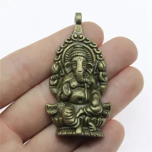 Antique bronze Lord Ganesha elephant god pendant charm for vintage jewelry DIY crafts