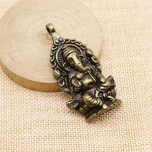 Vintage brass Ganesha elephant god pendant 62x32mm necklace jewelry accessories