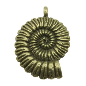Pendentif coquillage spirale ammonite bronze antique pour bijoux DIY, 36x27mm