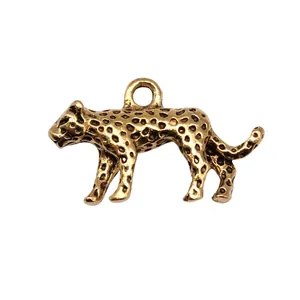 Vintage style antique bronze leopard animal pendant charm for DIY jewelry making 24x15mm