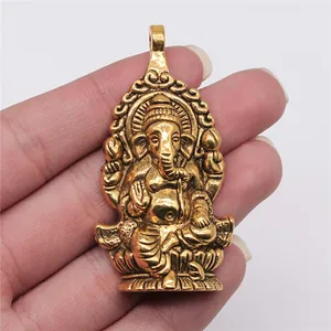 Antique gold Ganesha elephant god pendant for jewelry making size 62x32mm accessory