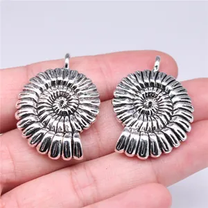 Pendentifs en forme de coquille d'ammonite argent antique pour bijoux faits à la main DIY