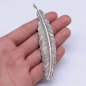 Große Vintage Legierung Feder Anhänger Mehrfarbige Retro Handgemachte Schmuckherstellung DIY Metall Tier Feder Anhänger