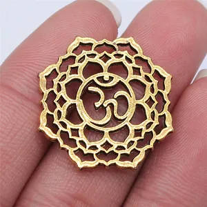 Vintage Legering OM Symbool Hanger Lotusblad Rand Hol Rond Religieuze Bedel Voor Yoga Meditatie DIY Sieraden Maken Accessoire