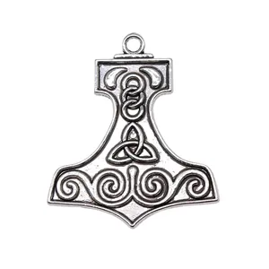 Αντίκα ασημένιο μενταγιόν σφυρί του Θορ Mjölnir Viking με περίπλοκους κέλτικους κόμβους κόσμημα