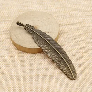 106mm große Feder-Anhänger aus antiker Bronze für handgefertigten DIY-Schmuck