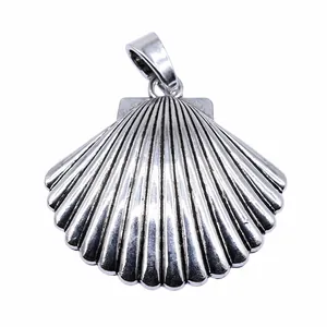 Antique silver large scallop shell pendant 55mm charm for DIY jewelry necklace making