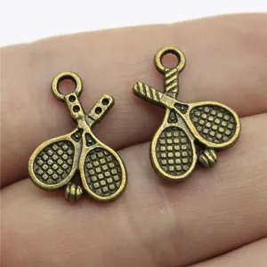 Antiek bronzen tennisracket bedeltjes voor DIY sieraden en accessoires