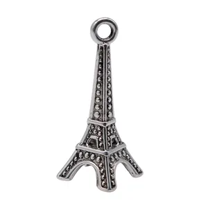 Vintage silver Eiffel Tower charm pendant 29x11mm 3D metal for DIY jewelry making