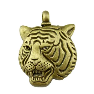 Large antique bronze tiger head pendant for DIY jewelry making accessories 45x34mm