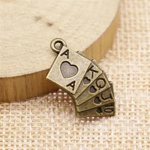 Antique bronze poker card flush pendant charm for DIY jewelry making handicraft accessories